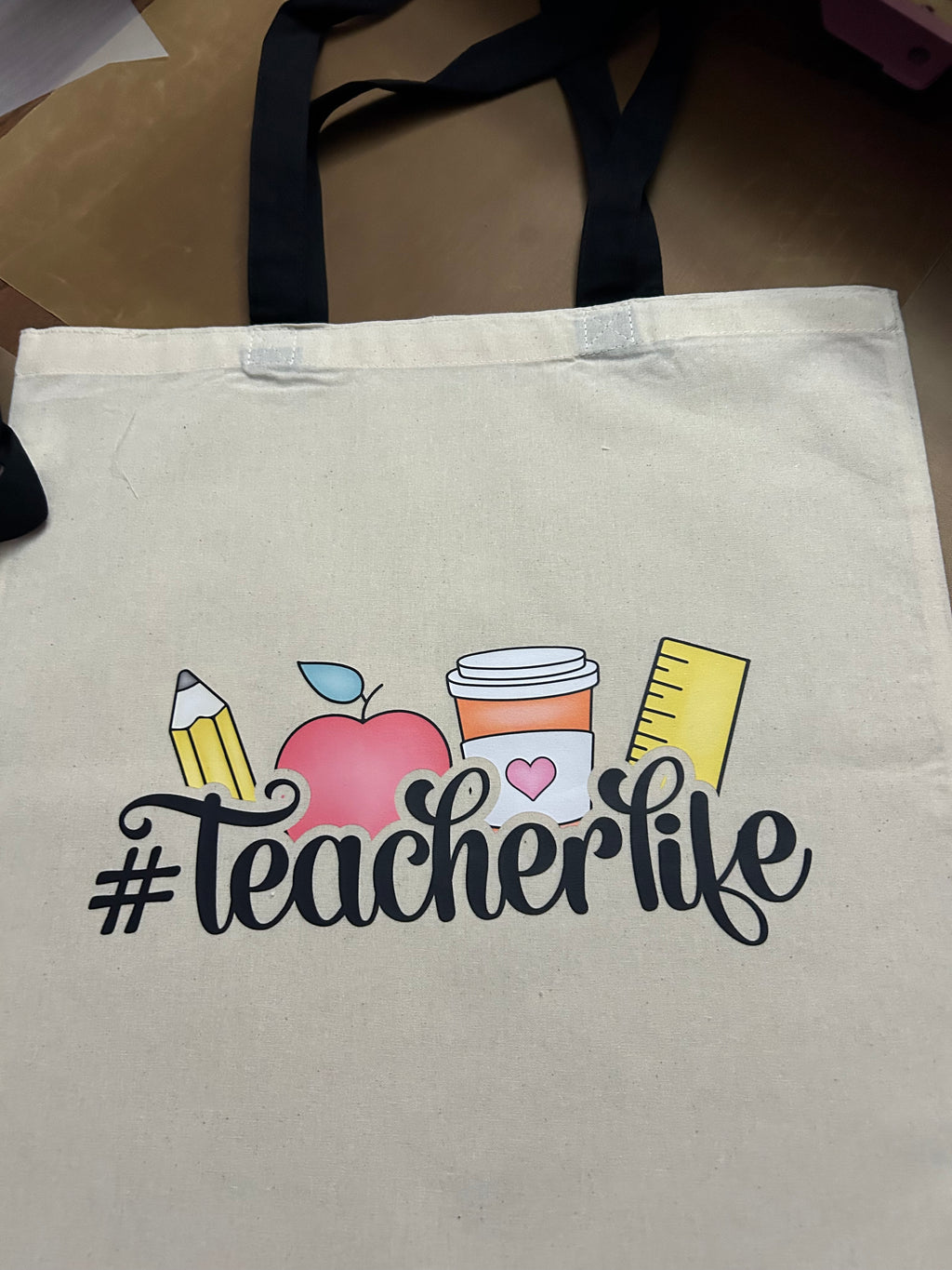 Canvas Bag with Black Handles